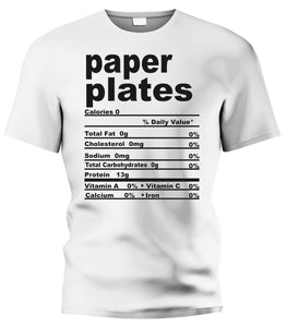 Paper Plates Nutritional Facts Tee